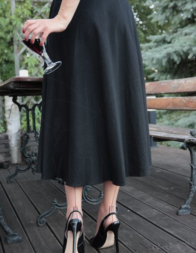 Mrs NyloNova is wearing Vintage Fruit of the Loom Nylon Stockings and Pleaser back-sling Shoes
